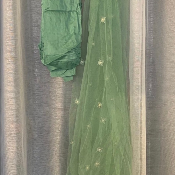Green maxi 3 pcs salwar kameez wedding dress - Picture 3 of 4